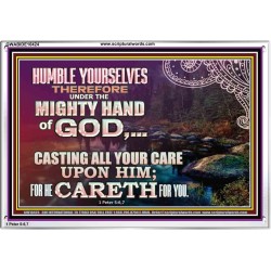 CASTING YOUR CARE UPON HIM FOR HE CARETH FOR YOU  Sanctuary Wall Acrylic Frame  GWABIDE10424  "24X16"