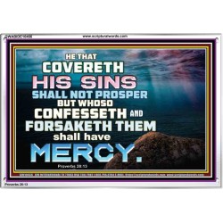 HE THAT COVERETH HIS SIN SHALL NOT PROSPER  Contemporary Christian Wall Art  GWABIDE10466  "24X16"