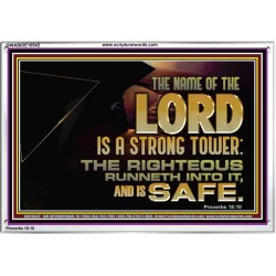 THE NAME OF THE LORD IS A STRONG TOWER  Contemporary Christian Wall Art  GWABIDE10542  "24X16"