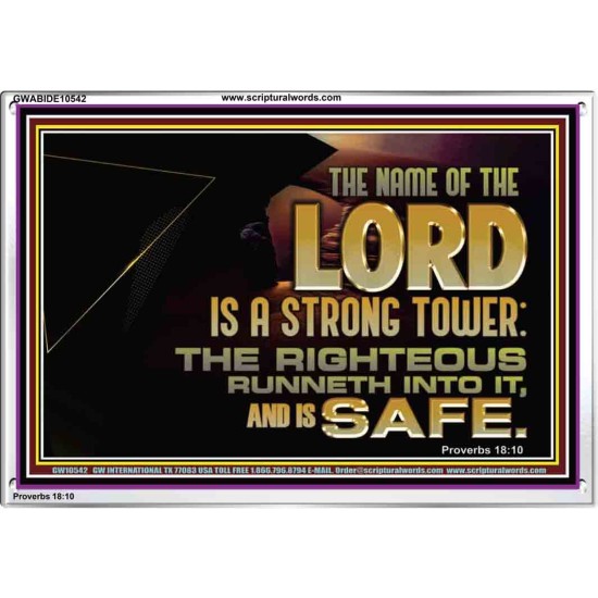 THE NAME OF THE LORD IS A STRONG TOWER  Contemporary Christian Wall Art  GWABIDE10542  