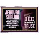 JEHOVAH SHALOM OUR GOODNESS FORTRESS HIGH TOWER DELIVERER AND SHIELD  Encouraging Bible Verse Acrylic Frame  GWABIDE10749  