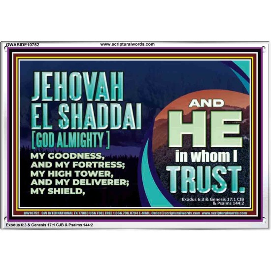 JEHOVAH EL SHADDAI GOD ALMIGHTY OUR GOODNESS FORTRESS HIGH TOWER DELIVERER AND SHIELD  Christian Quotes Acrylic Frame  GWABIDE10752  