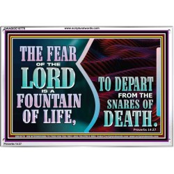 THE FEAR OF THE LORD IS A FOUNTAIN OF LIFE TO DEPART FROM THE SNARES OF DEATH  Scriptural Portrait Acrylic Frame  GWABIDE10770  "24X16"