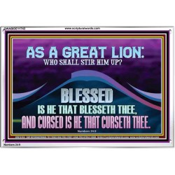 AS A GREAT LION WHO SHALL STIR HIM UP  Scriptural Portrait Glass Acrylic Frame  GWABIDE11743  "24X16"