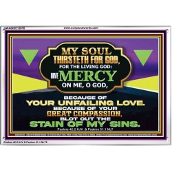 MY SOUL THIRSTETH FOR GOD THE LIVING GOD HAVE MERCY ON ME  Sanctuary Wall Acrylic Frame  GWABIDE12016  "24X16"