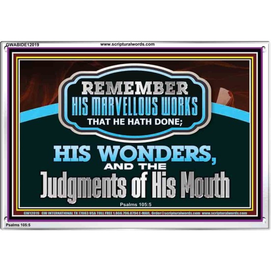 REMEMBER HIS MARVELLOUS WORKS THAT HE HATH DONE  Unique Power Bible Acrylic Frame  GWABIDE12019  