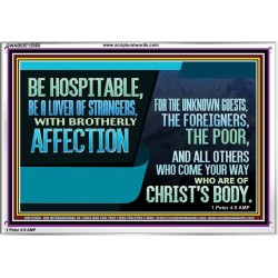 BE A LOVER OF STRANGERS WITH BROTHERLY AFFECTION FOR THE UNKNOWN GUEST  Bible Verse Wall Art  GWABIDE12068  "24X16"