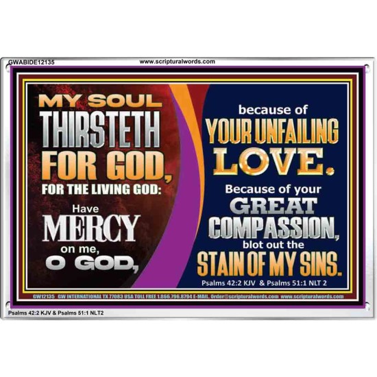 MY SOUL THIRSTETH FOR GOD THE LIVING GOD HAVE MERCY ON ME  Custom Christian Artwork Acrylic Frame  GWABIDE12135  