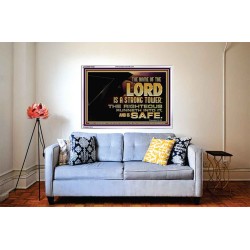 THE NAME OF THE LORD IS A STRONG TOWER  Contemporary Christian Wall Art  GWABIDE10542  "24X16"