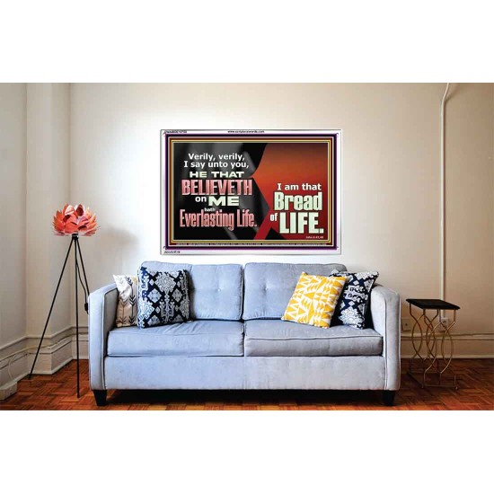 HE THAT BELIEVETH ON ME HATH EVERLASTING LIFE  Contemporary Christian Wall Art  GWABIDE10758  