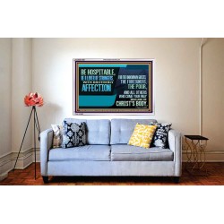 BE A LOVER OF STRANGERS WITH BROTHERLY AFFECTION FOR THE UNKNOWN GUEST  Bible Verse Wall Art  GWABIDE12068  "24X16"