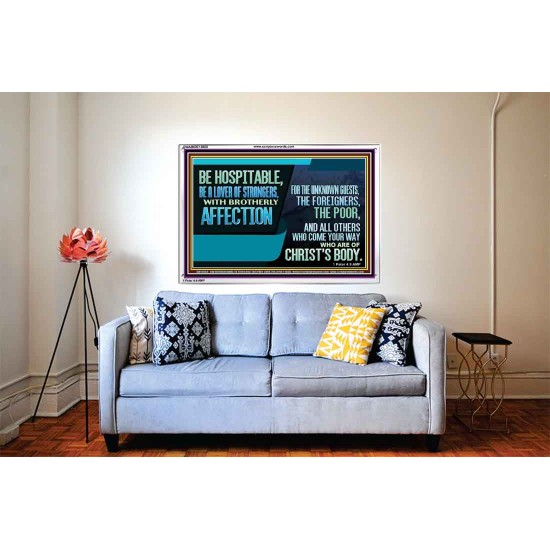 BE A LOVER OF STRANGERS WITH BROTHERLY AFFECTION FOR THE UNKNOWN GUEST  Bible Verse Wall Art  GWABIDE12068  