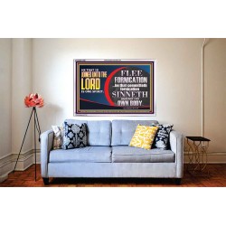 HE THAT IS JOINED UNTO THE LORD IS ONE SPIRIT FLEE FORNICATION  Scriptural Décor  GWABIDE12098  "24X16"