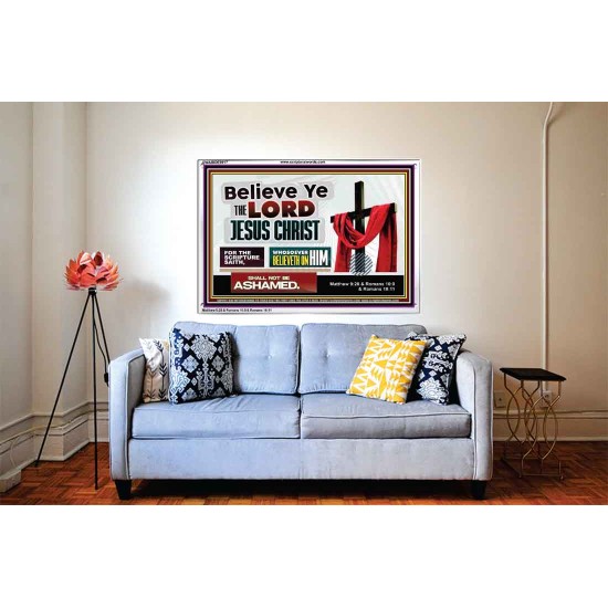 WHOSOEVER BELIEVETH ON HIM SHALL NOT BE ASHAMED  Contemporary Christian Wall Art  GWABIDE9917  