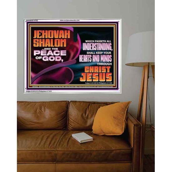 JEHOVAH SHALOM THE PEACE OF GOD KEEP YOUR HEARTS AND MINDS  Bible Verse Wall Art Acrylic Frame  GWABIDE10782  