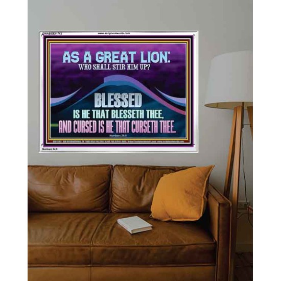 AS A GREAT LION WHO SHALL STIR HIM UP  Scriptural Portrait Glass Acrylic Frame  GWABIDE11743  