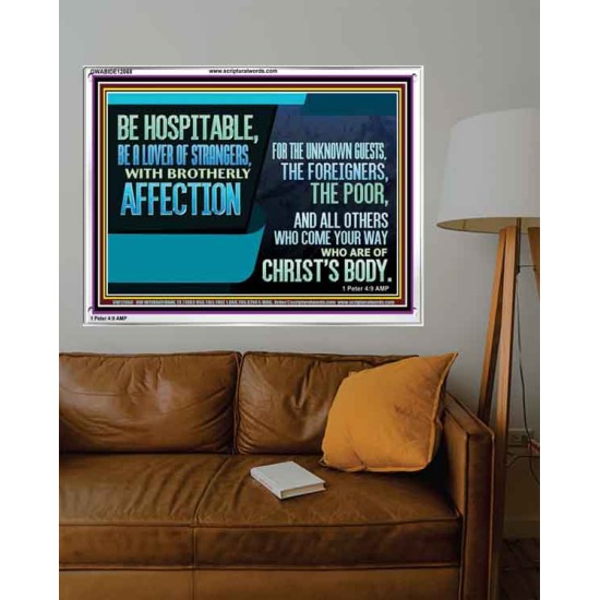 BE A LOVER OF STRANGERS WITH BROTHERLY AFFECTION FOR THE UNKNOWN GUEST  Bible Verse Wall Art  GWABIDE12068  