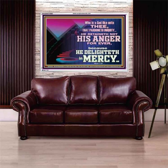 THE LORD DELIGHTETH IN MERCY  Contemporary Christian Wall Art Acrylic Frame  GWABIDE10564  