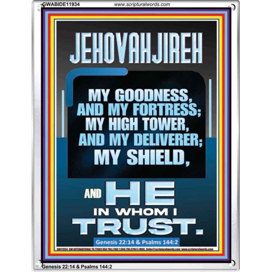 JEHOVAH JIREH MY GOODNESS MY FORTRESS MY HIGH TOWER MY DELIVERER MY SHIELD  Sanctuary Wall Portrait  GWABIDE11934  