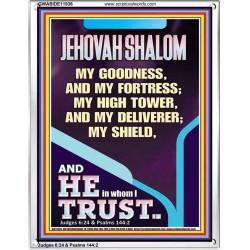 JEHOVAH SHALOM MY GOODNESS MY FORTRESS MY HIGH TOWER MY DELIVERER MY SHIELD  Unique Scriptural Portrait  GWABIDE11936  "16X24"