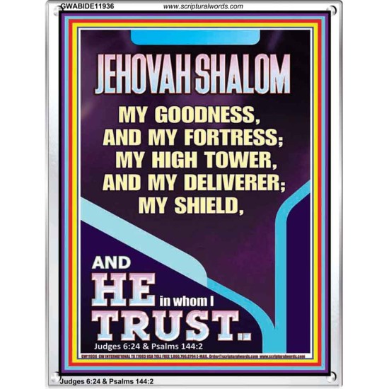 JEHOVAH SHALOM MY GOODNESS MY FORTRESS MY HIGH TOWER MY DELIVERER MY SHIELD  Unique Scriptural Portrait  GWABIDE11936  