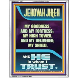 JEHOVAH JIREH MY GOODNESS MY HIGH TOWER MY DELIVERER MY SHIELD  Unique Power Bible Portrait  GWABIDE11937  "16X24"