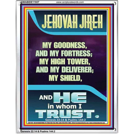JEHOVAH JIREH MY GOODNESS MY HIGH TOWER MY DELIVERER MY SHIELD  Unique Power Bible Portrait  GWABIDE11937  