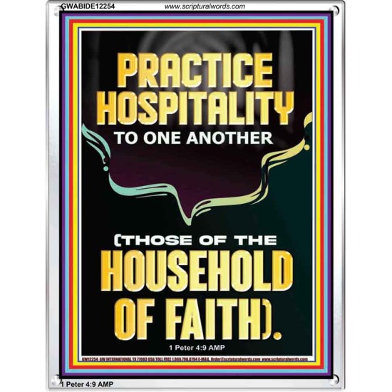 PRACTICE HOSPITALITY TO ONE ANOTHER  Contemporary Christian Wall Art Portrait  GWABIDE12254  