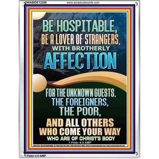 BE HOSPITABLE BE A LOVER OF STRANGERS WITH BROTHERLY AFFECTION  Christian Wall Art  GWABIDE12256  