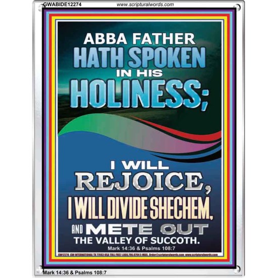 REJOICE I WILL DIVIDE SHECHEM AND METE OUT THE VALLEY OF SUCCOTH  Contemporary Christian Wall Art Portrait  GWABIDE12274  