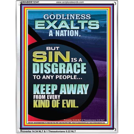 GODLINESS EXALTS A NATION SIN IS A DISGRACE  Custom Inspiration Scriptural Art Portrait  GWABIDE12341  