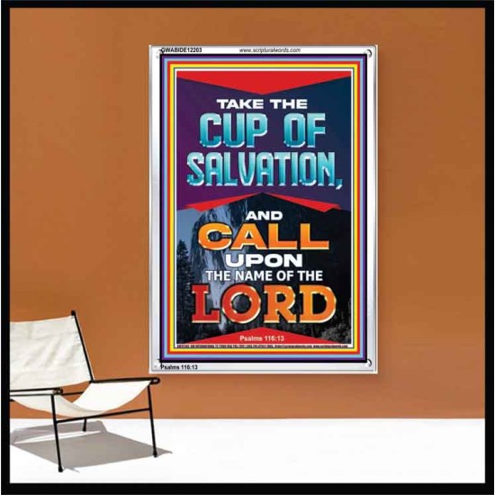 TAKE THE CUP OF SALVATION AND CALL UPON THE NAME OF THE LORD  Scripture Art Portrait  GWABIDE12203  