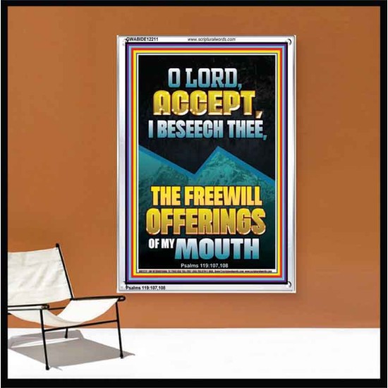 ACCEPT I BESEECH THEE THE FREEWILL OFFERINGS OF MY MOUTH  Bible Verses Portrait  GWABIDE12211  