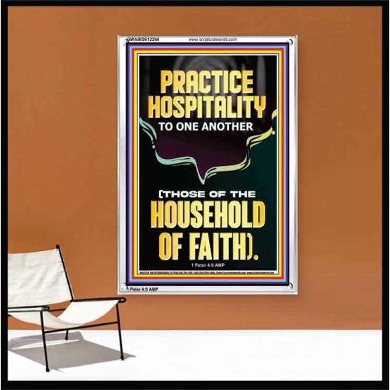 PRACTICE HOSPITALITY TO ONE ANOTHER  Contemporary Christian Wall Art Portrait  GWABIDE12254  