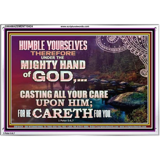 CASTING YOUR CARE UPON HIM FOR HE CARETH FOR YOU  Sanctuary Wall Acrylic Frame  GWAMAZEMENT10424  