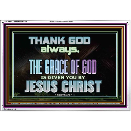 THANKING GOD ALWAYS OPENS GREATER DOOR  Scriptural Décor Acrylic Frame  GWAMAZEMENT10442  