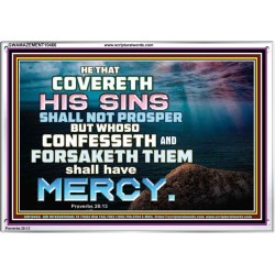 HE THAT COVERETH HIS SIN SHALL NOT PROSPER  Contemporary Christian Wall Art  GWAMAZEMENT10466  "32X24"