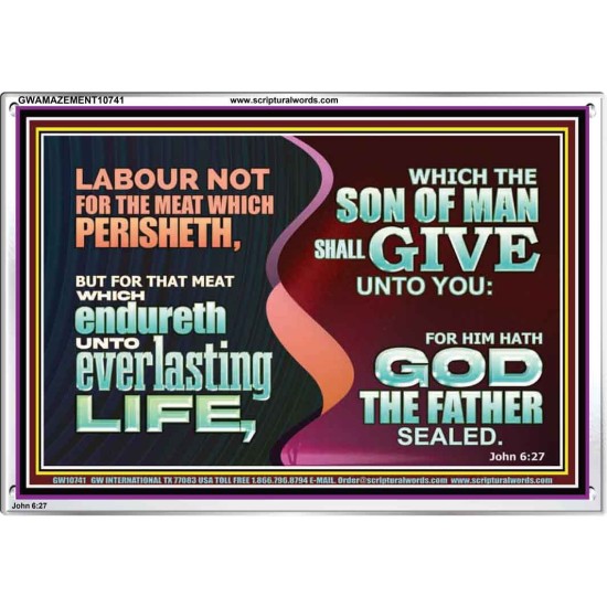 LABOUR NOT FOR THE MEAT WHICH PERISHETH  Bible Verse Acrylic Frame  GWAMAZEMENT10741  