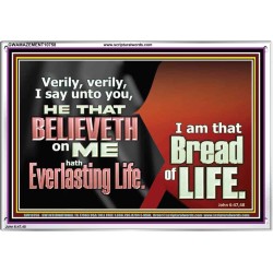 HE THAT BELIEVETH ON ME HATH EVERLASTING LIFE  Contemporary Christian Wall Art  GWAMAZEMENT10758  "32X24"