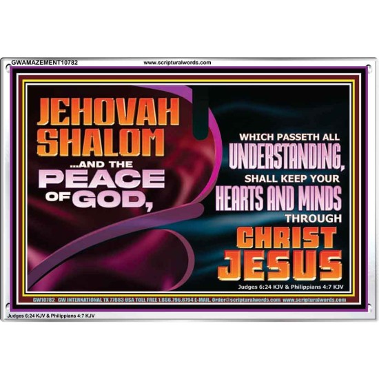 JEHOVAH SHALOM THE PEACE OF GOD KEEP YOUR HEARTS AND MINDS  Bible Verse Wall Art Acrylic Frame  GWAMAZEMENT10782  