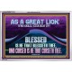 AS A GREAT LION WHO SHALL STIR HIM UP  Scriptural Portrait Glass Acrylic Frame  GWAMAZEMENT11743  