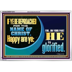 IF YE BE REPROACHED FOR THE NAME OF CHRIST HAPPY ARE YE  Christian Wall Art  GWAMAZEMENT12072  "32X24"