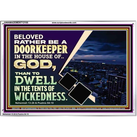 BELOVED RATHER BE A DOORKEEPER IN THE HOUSE OF GOD  Bible Verse Acrylic Frame  GWAMAZEMENT12105  