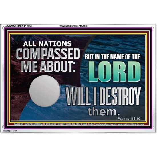 IN THE NAME OF THE LORD WILL I DESTROY THEM  Biblical Paintings Acrylic Frame  GWAMAZEMENT12966  
