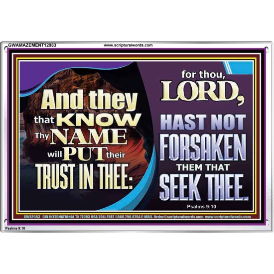 THEY THAT KNOW THY NAME WILL NOT BE FORSAKEN  Biblical Art Glass Acrylic Frame  GWAMAZEMENT12983  