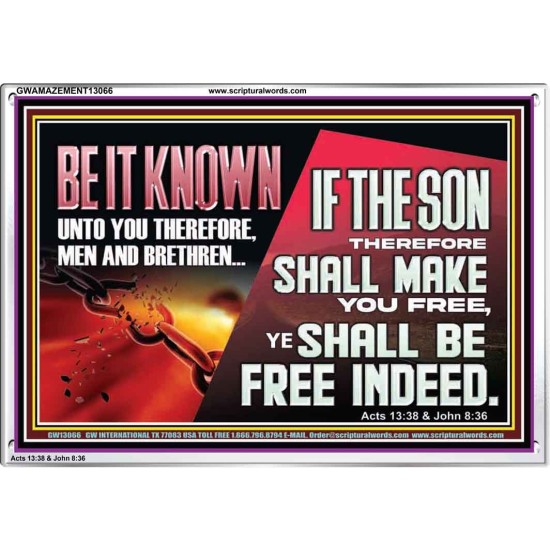 IF THE SON THEREFORE SHALL MAKE YOU FREE  Ultimate Inspirational Wall Art Acrylic Frame  GWAMAZEMENT13066  