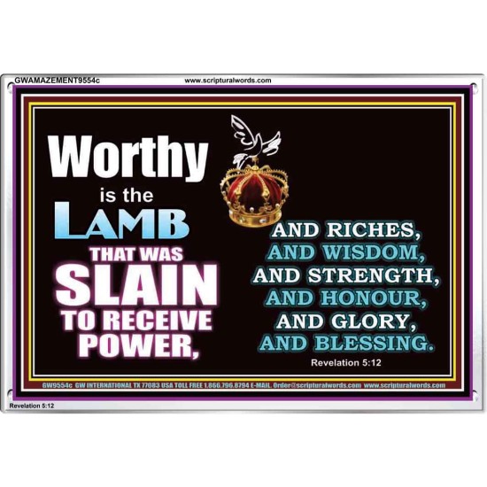 LAMB OF GOD GIVES STRENGTH AND BLESSING  Sanctuary Wall Acrylic Frame  GWAMAZEMENT9554c  