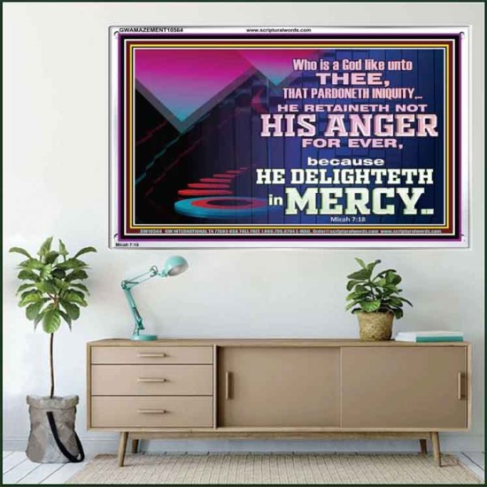 THE LORD DELIGHTETH IN MERCY  Contemporary Christian Wall Art Acrylic Frame  GWAMAZEMENT10564  