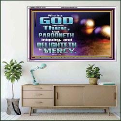 JEHOVAH OUR GOD WHO PARDONETH INIQUITIES AND DELIGHTETH IN MERCIES  Scriptural Décor  GWAMAZEMENT10578  "32X24"