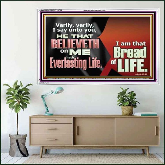 HE THAT BELIEVETH ON ME HATH EVERLASTING LIFE  Contemporary Christian Wall Art  GWAMAZEMENT10758  